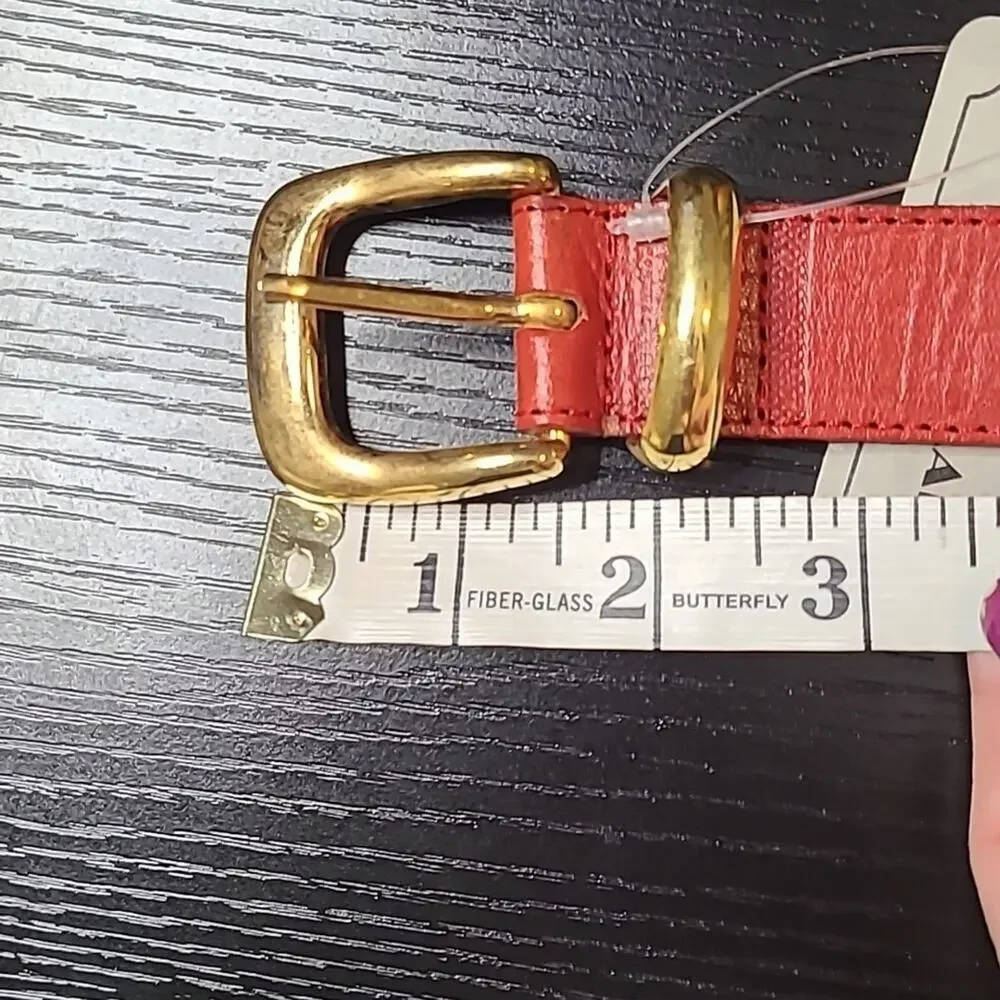Vintage 80's deadstock red leather chain belt